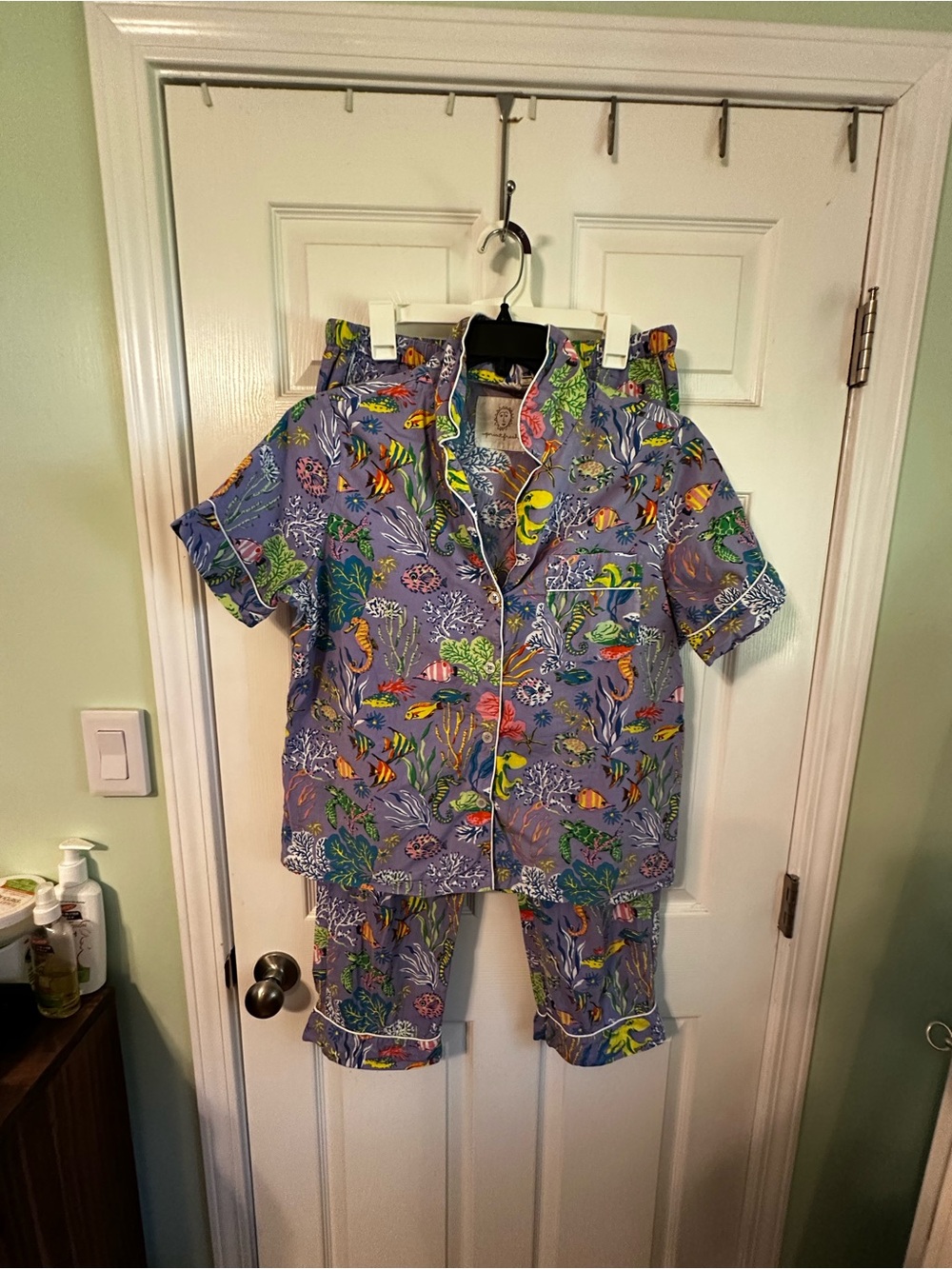 Printfresh Purple Ocean-Print Short-Sleeve Pajama Set